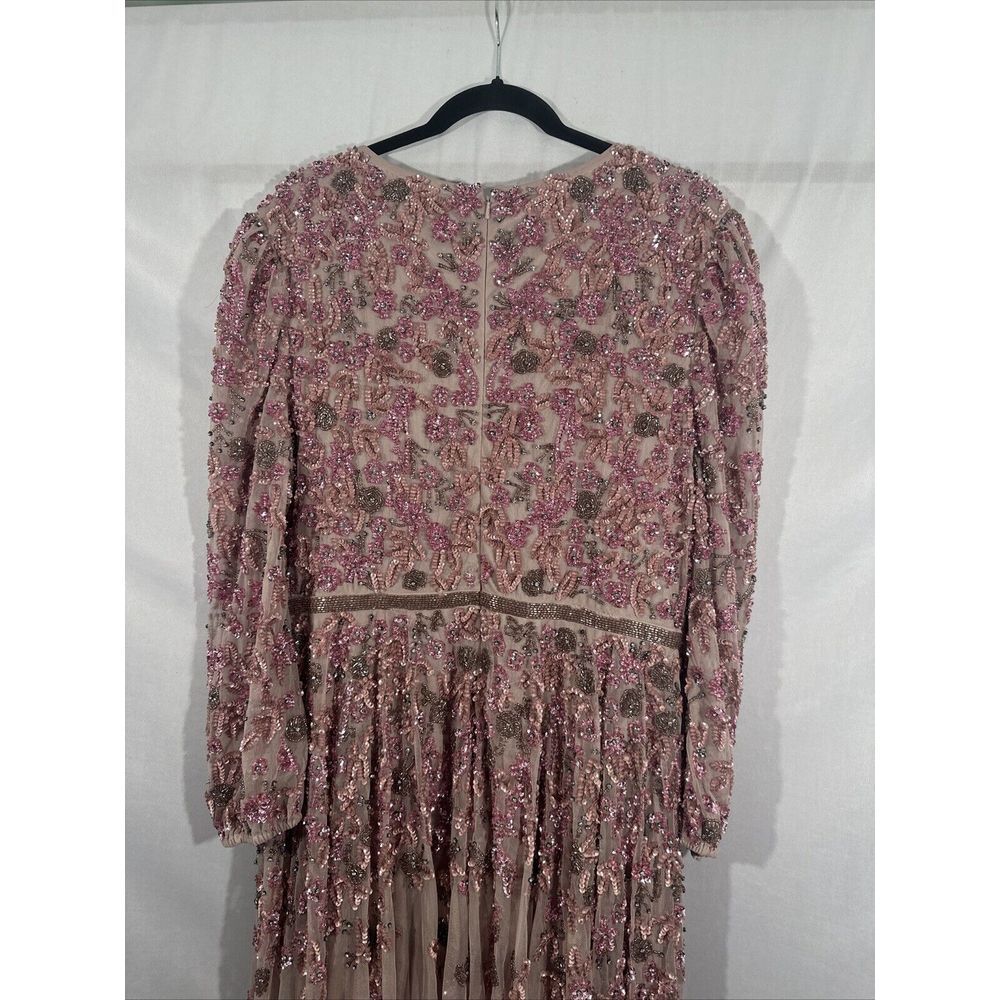 NWT Mac Duggal [ 12 ] 5497 Embellished V Neck 3/4 Sleeve A Line Gown Rose #Q1013 - Picture 14 of 16